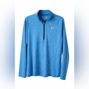 Under Armour HeatGear 1/2 Zip Blue Long Sleeve Athletic Top Size L
